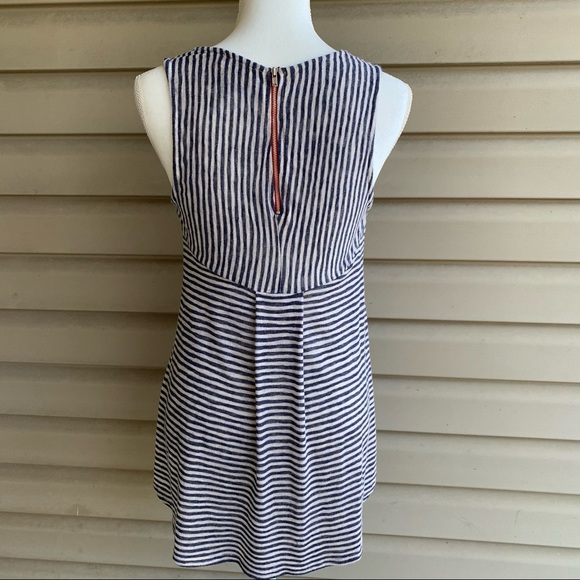 •W5• Navy/Cream Striped Swing Sleeveless Top - Sm - Picture 4 of 7